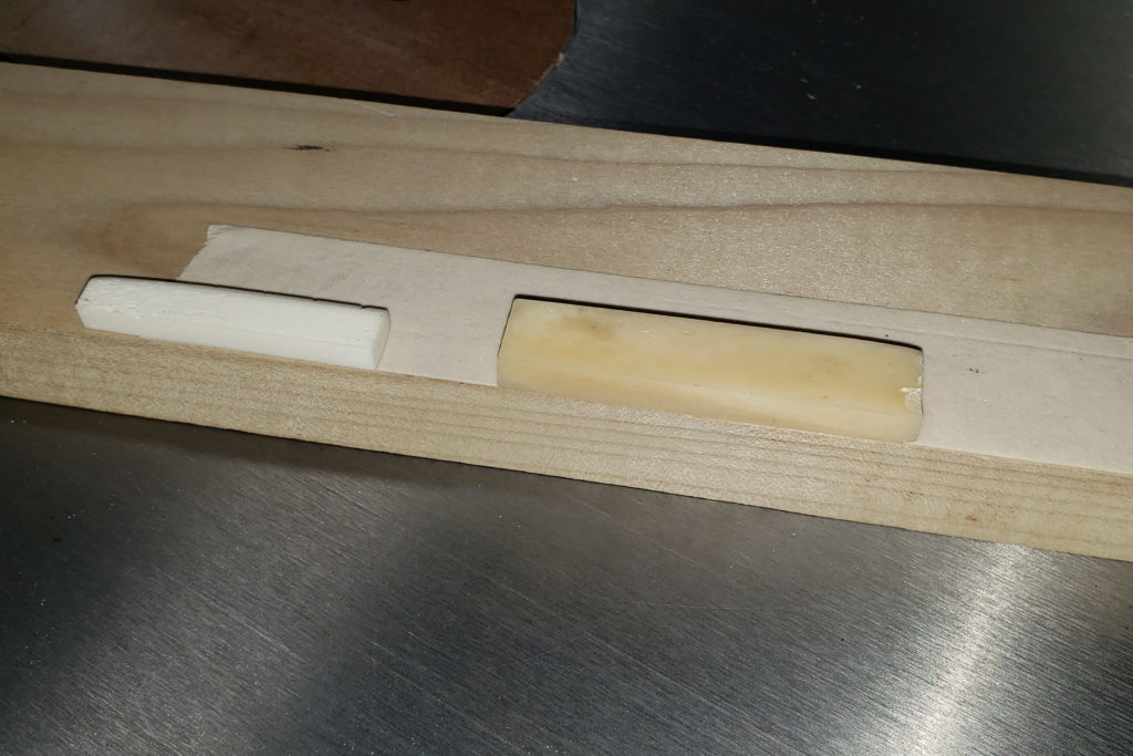 Bone blanks attached to board